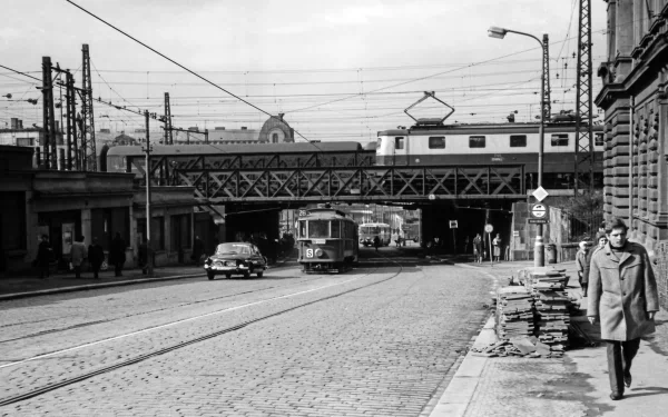Křižovatka U Bulhara 9. 3.1968 foto O. Repka