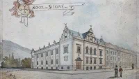 Budova-původní-sokolovny -Akvarel 1898