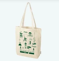Plátěná taška zelená Praha (designér Czechdesign, ilustrace Kateřina Morgenstein)